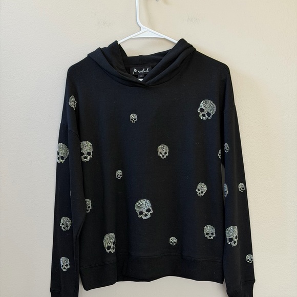 Marled, Skull Hoodie Sweatshirt, Black, Sz S - Picture 5 of 10